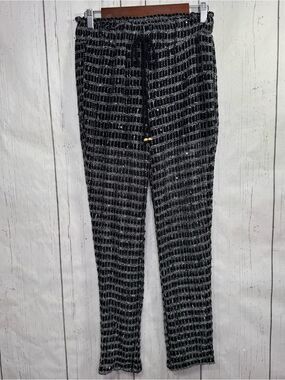 Must Have Sheer Sequin Knit Beach Coverup Pants Boho Glam Resortwear Sparkle  S